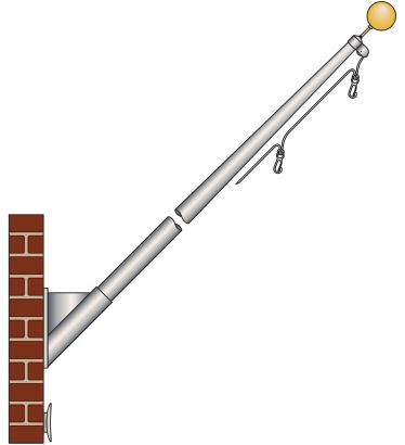 10' Standard Commercial Outrigger Wall Mounted Flagpole